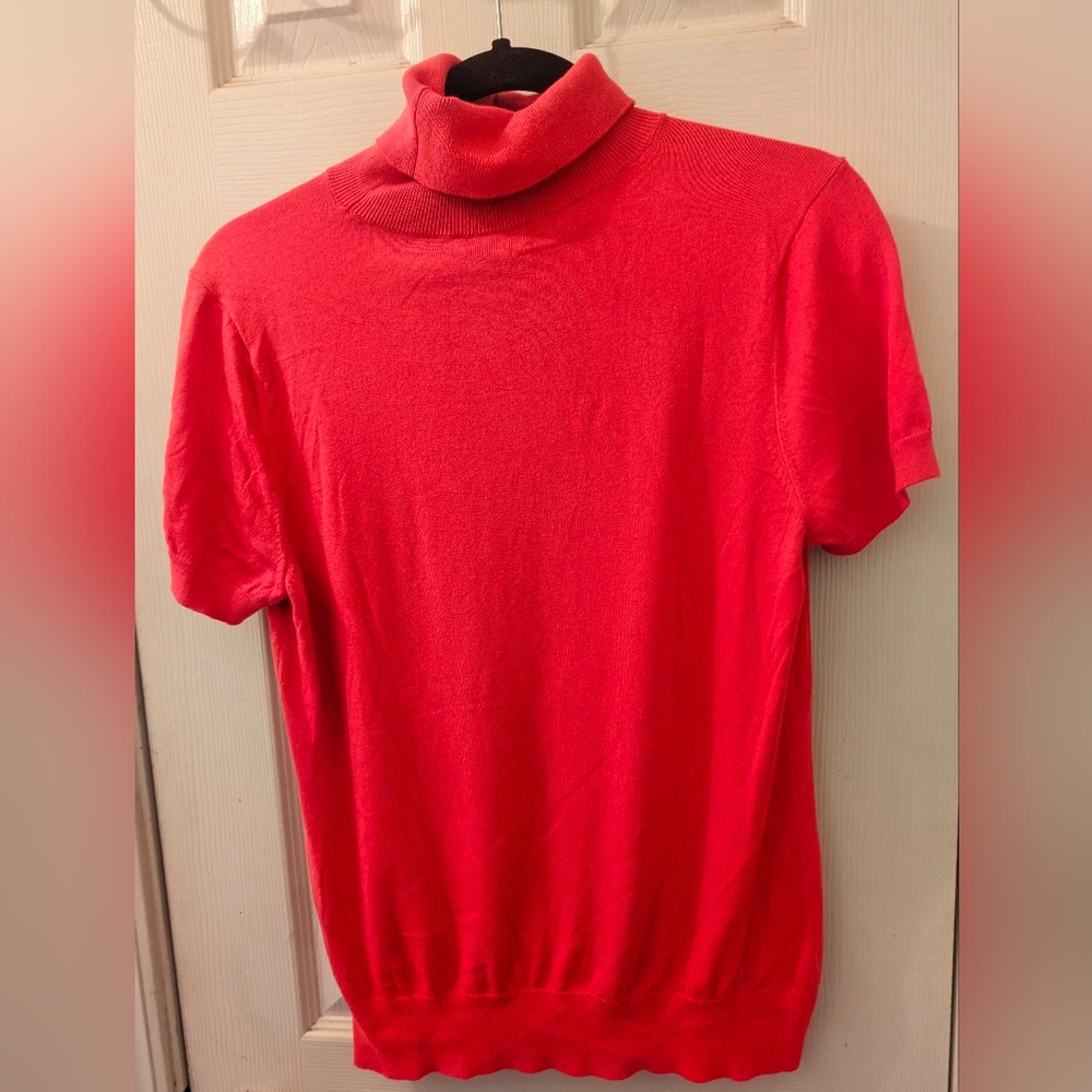 Banana Republic Women's Orange Short Sleeve Turtleneck Sweater